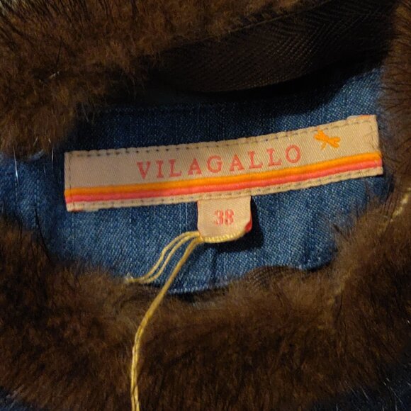 Vilagallo Midi Chambray Dress With Removable Mink Collar NEW WITH TAGS 3… - Picture 5 of 7